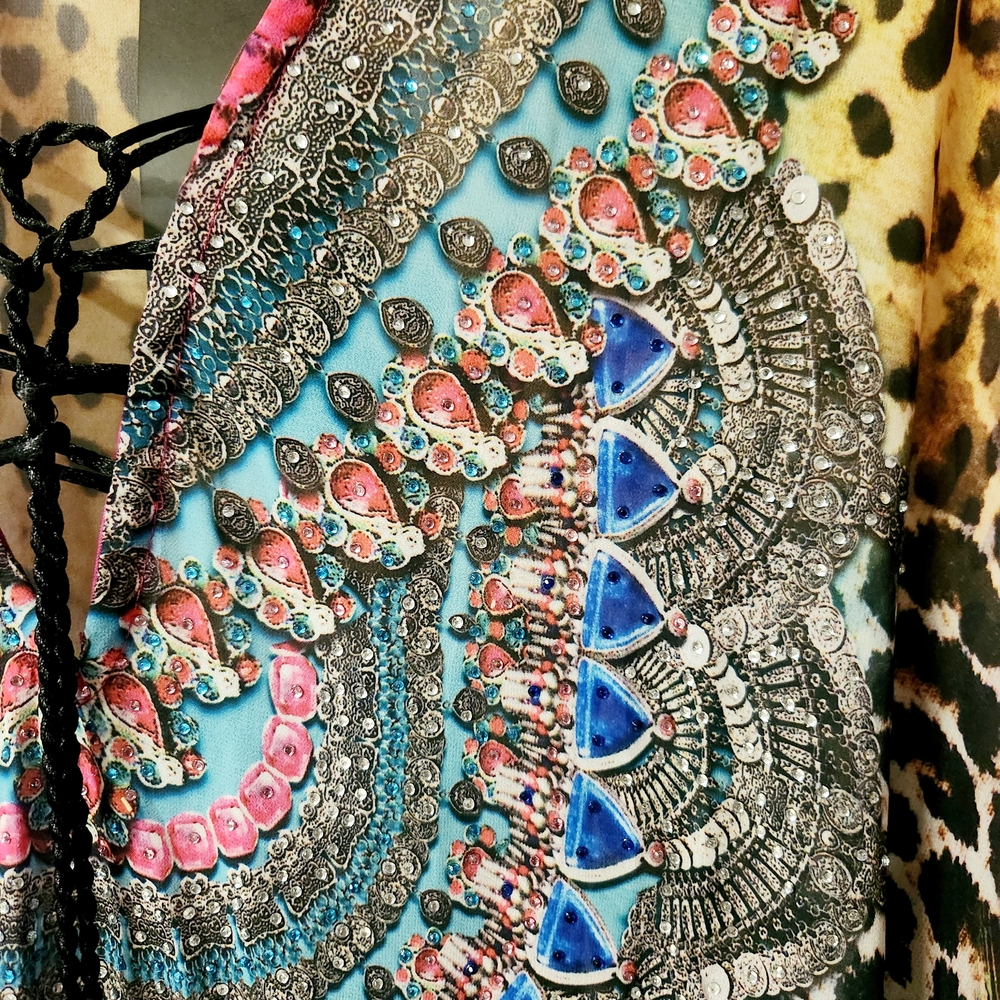 Ranee's of Miami Multicolor Bohemian Women Short Kaftan Cruise Wear - Picture 4 of 5